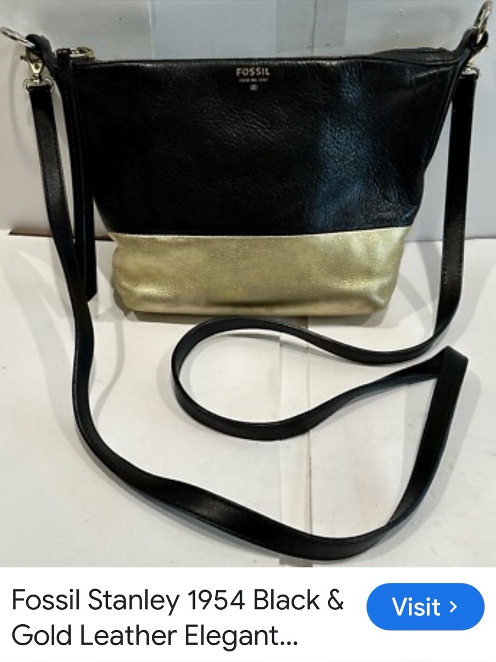 Fossil Two-Tone Black and Gold Crossbody Bag. Stunning!